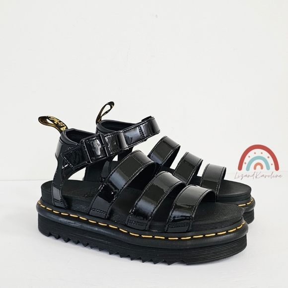 New! Dr. Martens Blaire Black Patent Leather Strap Sandals EU 38 - Picture 5 of 16